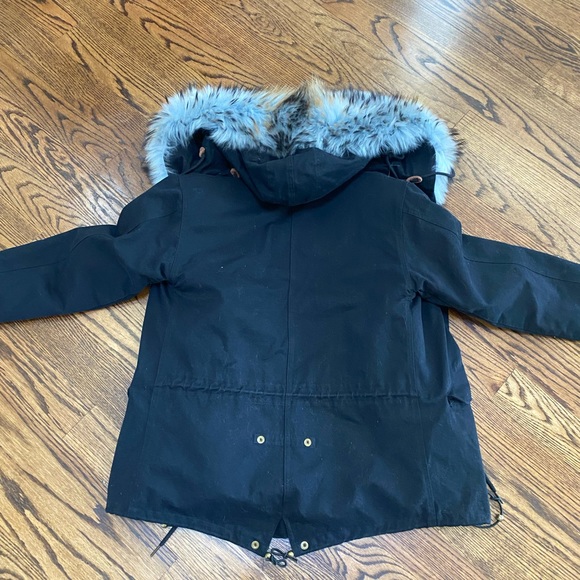Twill Navy Parka with fur interior size Small - Picture 5 of 5
